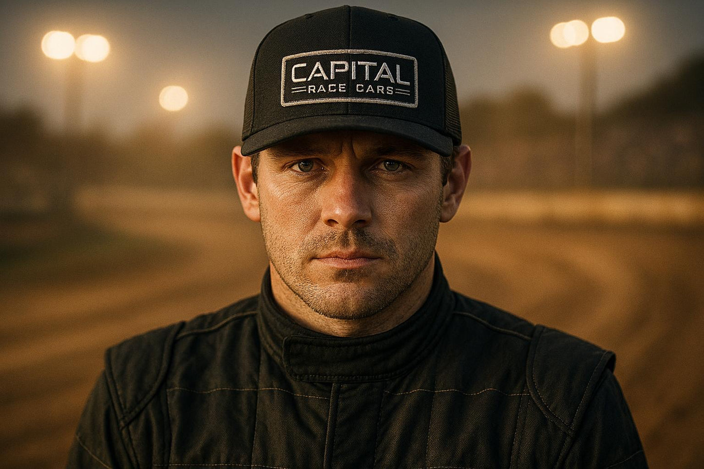 Black on Black Capital Hat w/ Black and White Patch