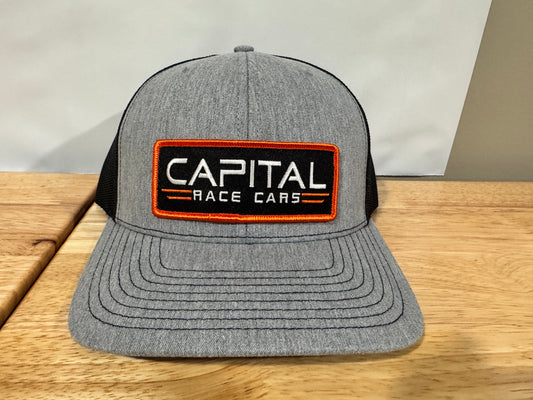 Light Grey on Black Capital Hat w/ Orange Patch